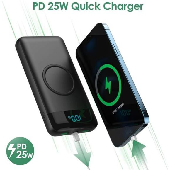 Wireless Portable Charger 30800mAh Fast Charging Power Bank USB C LCD - Picture 2 of 8